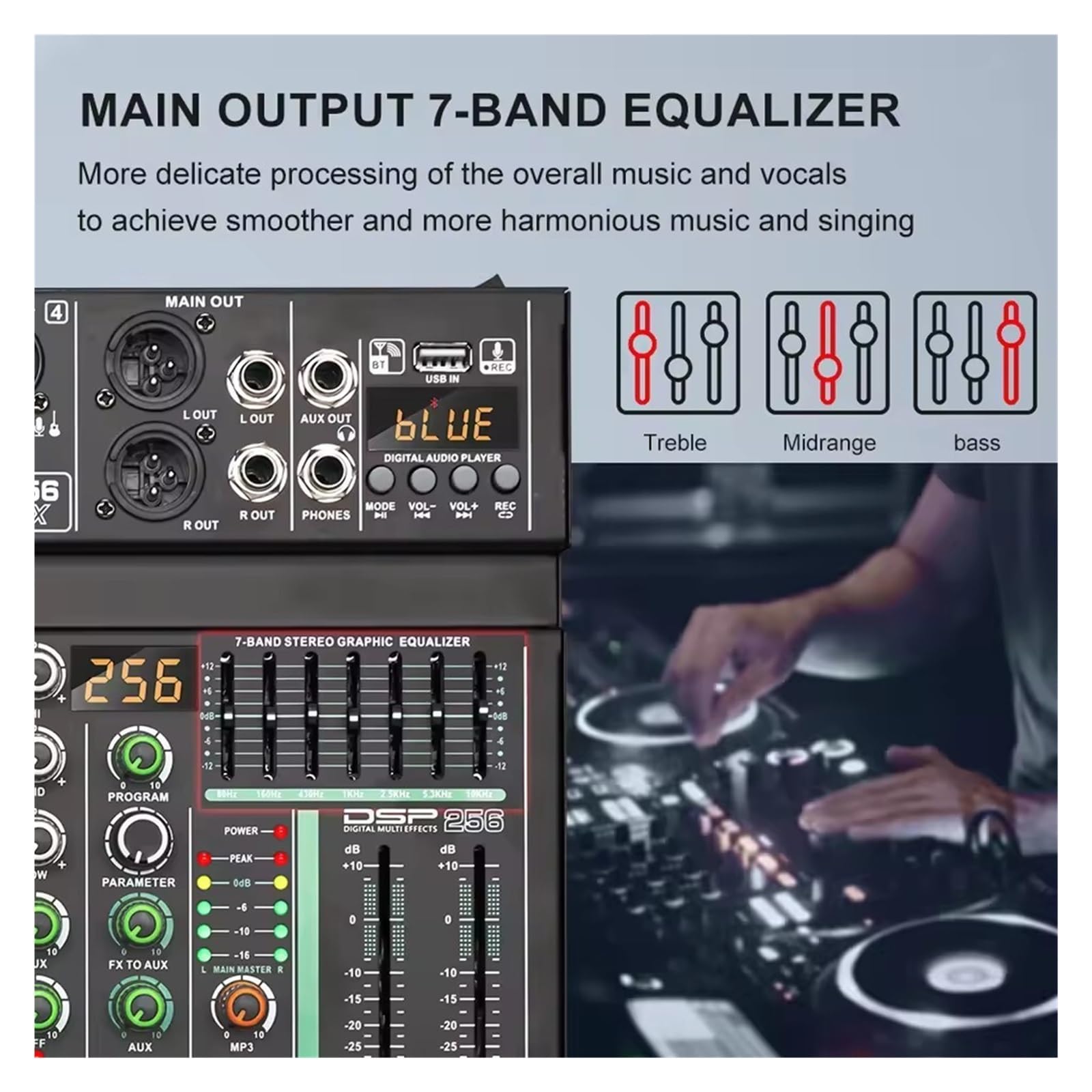 Console DJ, Mixer Con Effetti DSP A 4 Canali, 256 Canali, Registrazione, PC, Alimentazione Phantom A 48 V, Mixer USB, Console DJ Bluetooth, Mixaggio