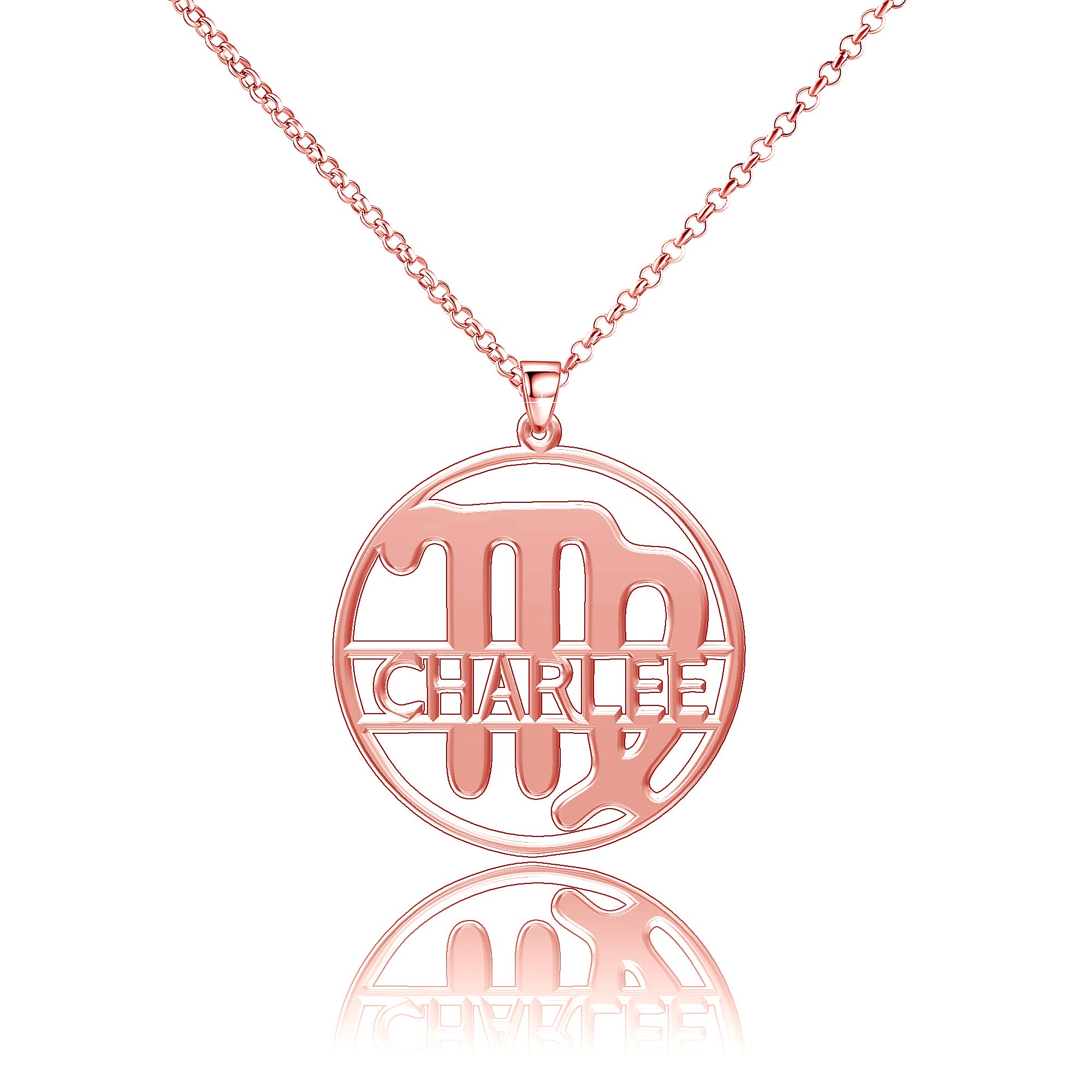 LoEnMe Jewelry Sterling Silver 12 Constellations Custom Zodiac Signs Virgo Personalized Name Necklac