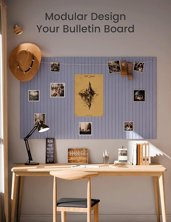Fluxynara Large Felt Bulletin Board 48" x 36" Cork Board Alternative-12 Pack with 70 Safe Removable Adhesive Tabs, Cork Boards for Walls for Home Office Classroom Pin Board (Soft Periwinkle) by Fluxynara - Image 4