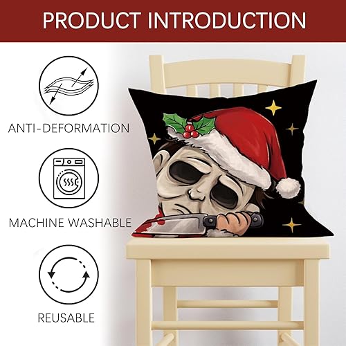 Miniatura 10 de Fjfz Merry Christmas Hello Winter - Juego de 4 fundas de almohada decorativas grises de 18 x 18 pulgadas, diseño de copos de nieve con diseño de