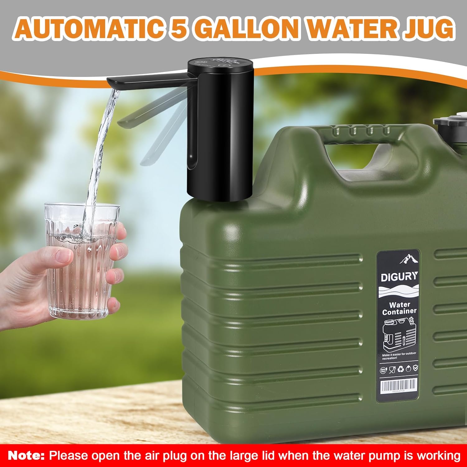 5 Gallon Water Jug with Electric Water Dispenser 2000mAh Automatic Type-C Rechargeable Water Pump BPA Free Camping Water Container Tank No Leakage - Image 5