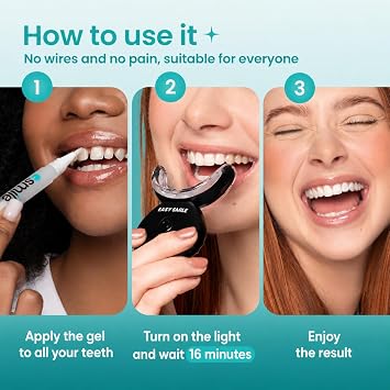 esmile Teeth Whitening Kit with 16 LED Light and 3 Whitening Gel Pens