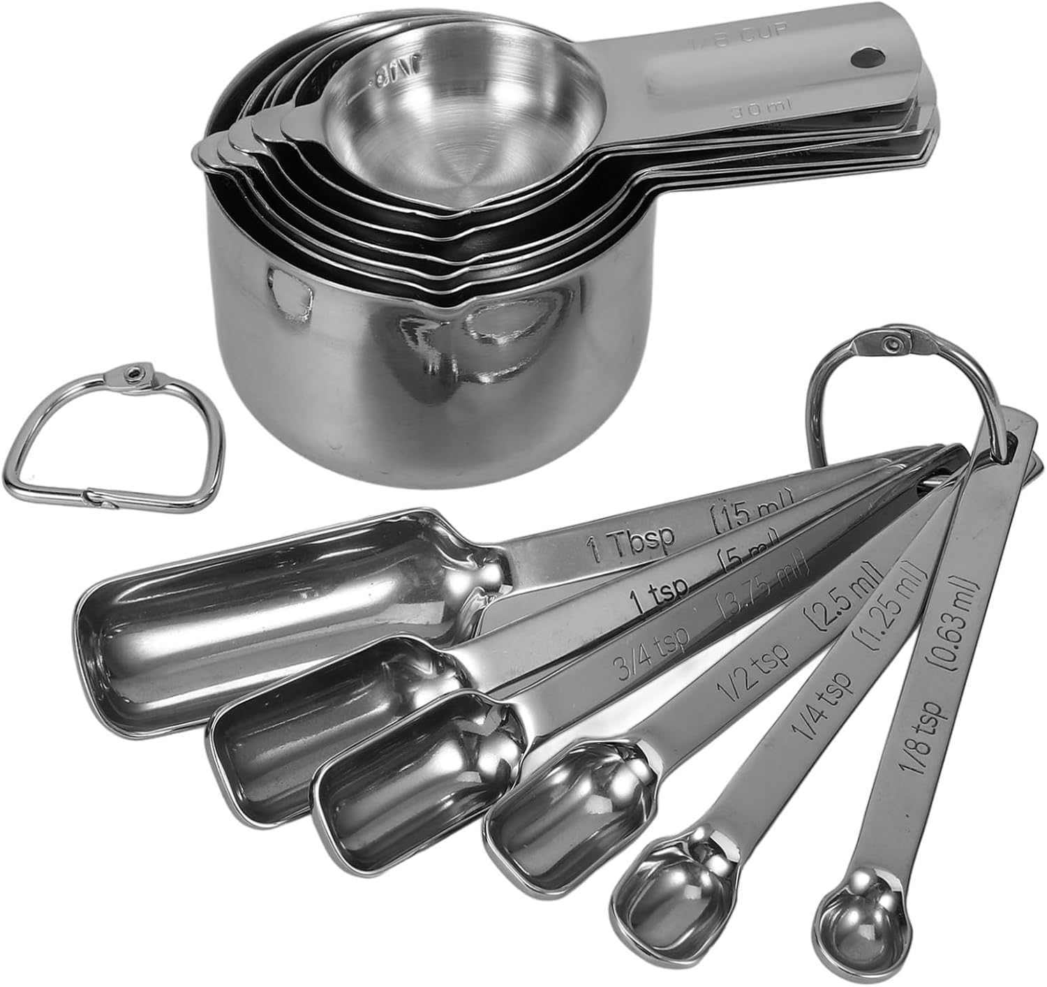304 Stainless Steel Measuring Spoon and Cup Set Handle Reusable Kitchen Measuring Tools for Baking Including 1 Tablespoon 1 Teaspoon Cup Precision Measurement for Cooking