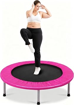 COSTWAY Rebounder Trampoline for Adults, 38" Foldable Mini Trampoline with 32 Heavy Duty Springs, 150kg Capacity Quiet Indoor Exercise Bouncer for Home Workout Fitness
