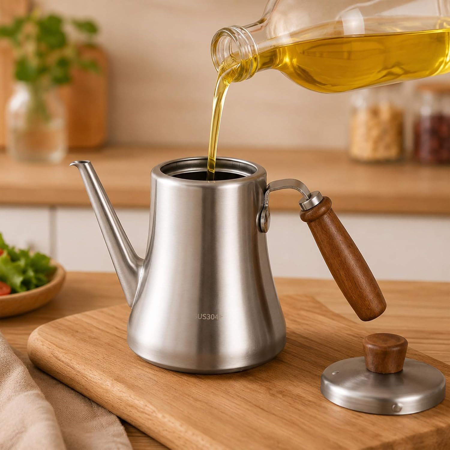 Metal Olive Oil Dispenser Stainless Steel Olive Oil Dispenser 600ml/20.2oz
