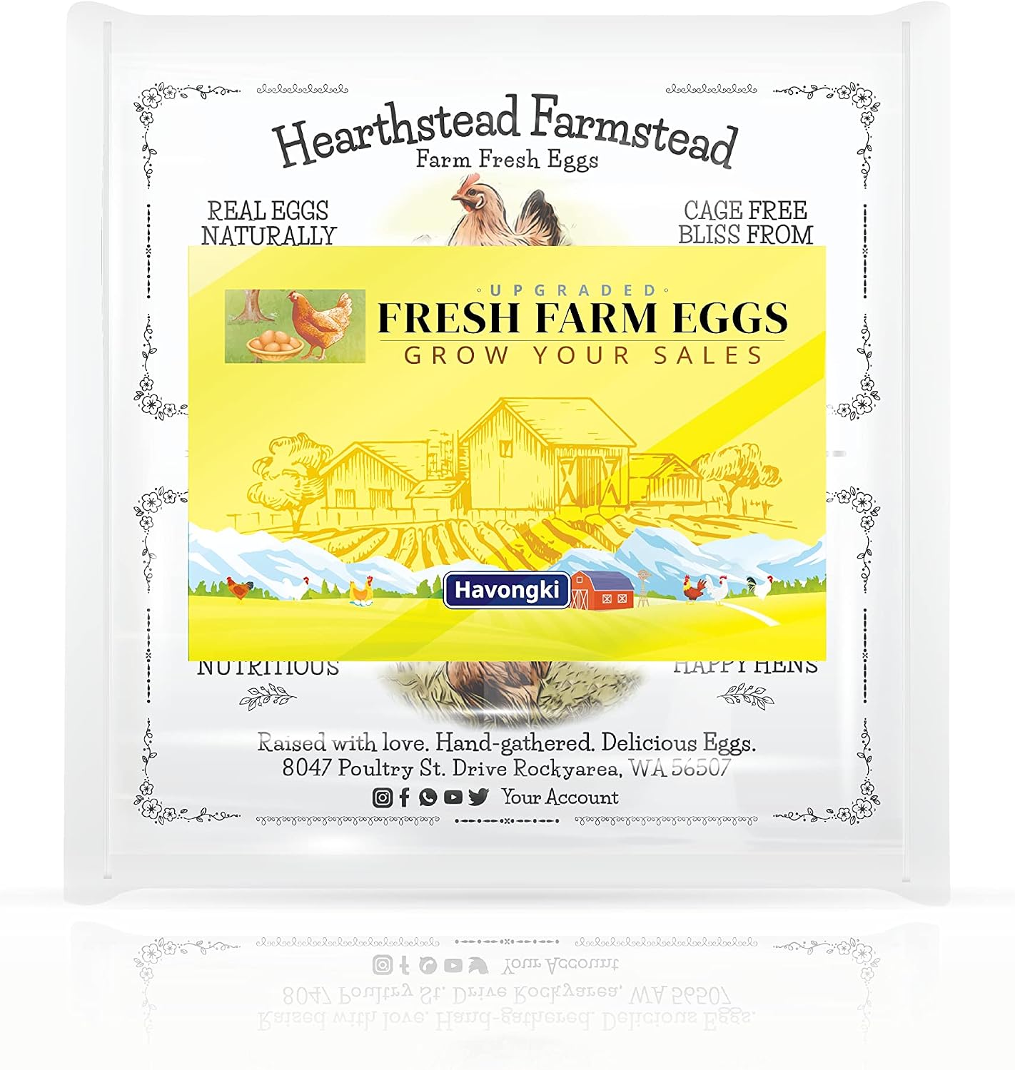 500 Sheets - VOL.1 - Custom Egg Carton Labels 4" x 2" Sticker Decal, Farm Fresh Eggs, Personalize for Chicken Coop Supplies Clear Storing Extra Basket Box