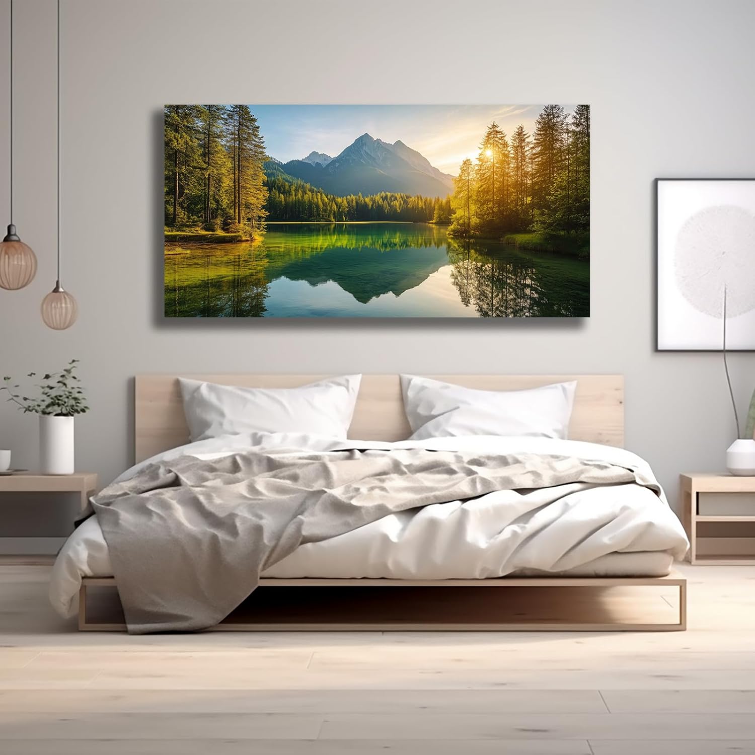 Yuaxker Tree of Life Wall Art Green and Yellow Wall Decor Modern Landscape Posters Artwork for Living Room Bedroom Dining Room Office Home Decor 24x48inch