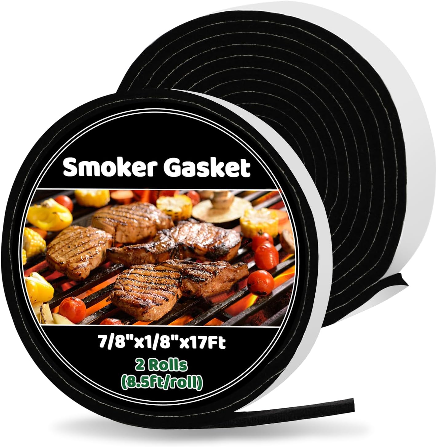 Replacement Gasket for Big Green Egg Large/XL/XXL, 2 Pack x 8.5 FT Smoker Gasket Seal, 7/8" x 1/8" High Temp Self Stick Felt Seal Tape for BGE Gaskets, Accessories & Parts for Grill
