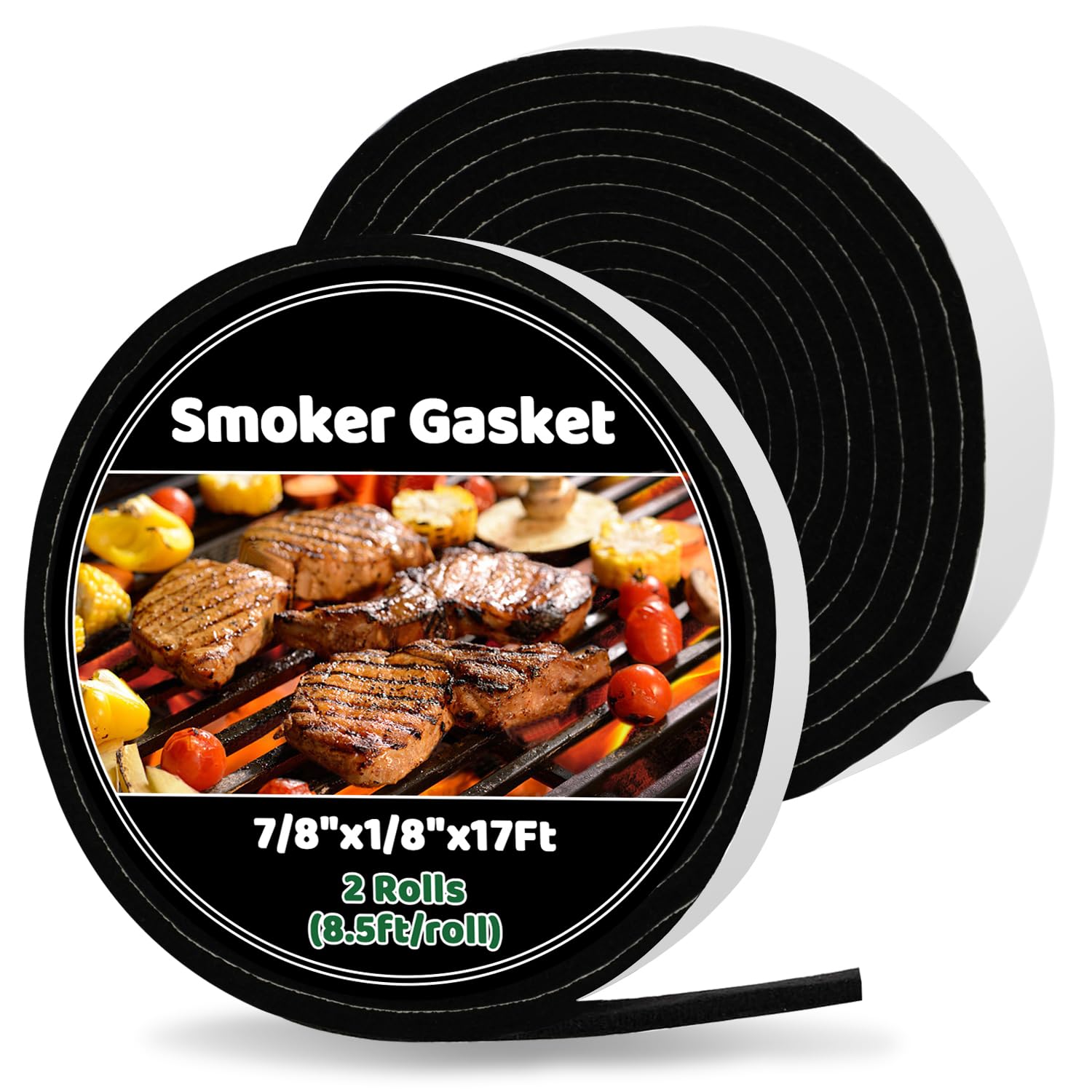 Replacement Gasket for Big Green Egg Large/XL/XXL, 2 Pack x 8.5 FT Smoker Gasket Seal, 7/8" x 1/8" High Temp Self Stick Felt Seal Tape for BGE Gaskets, Accessories & Parts for Grill