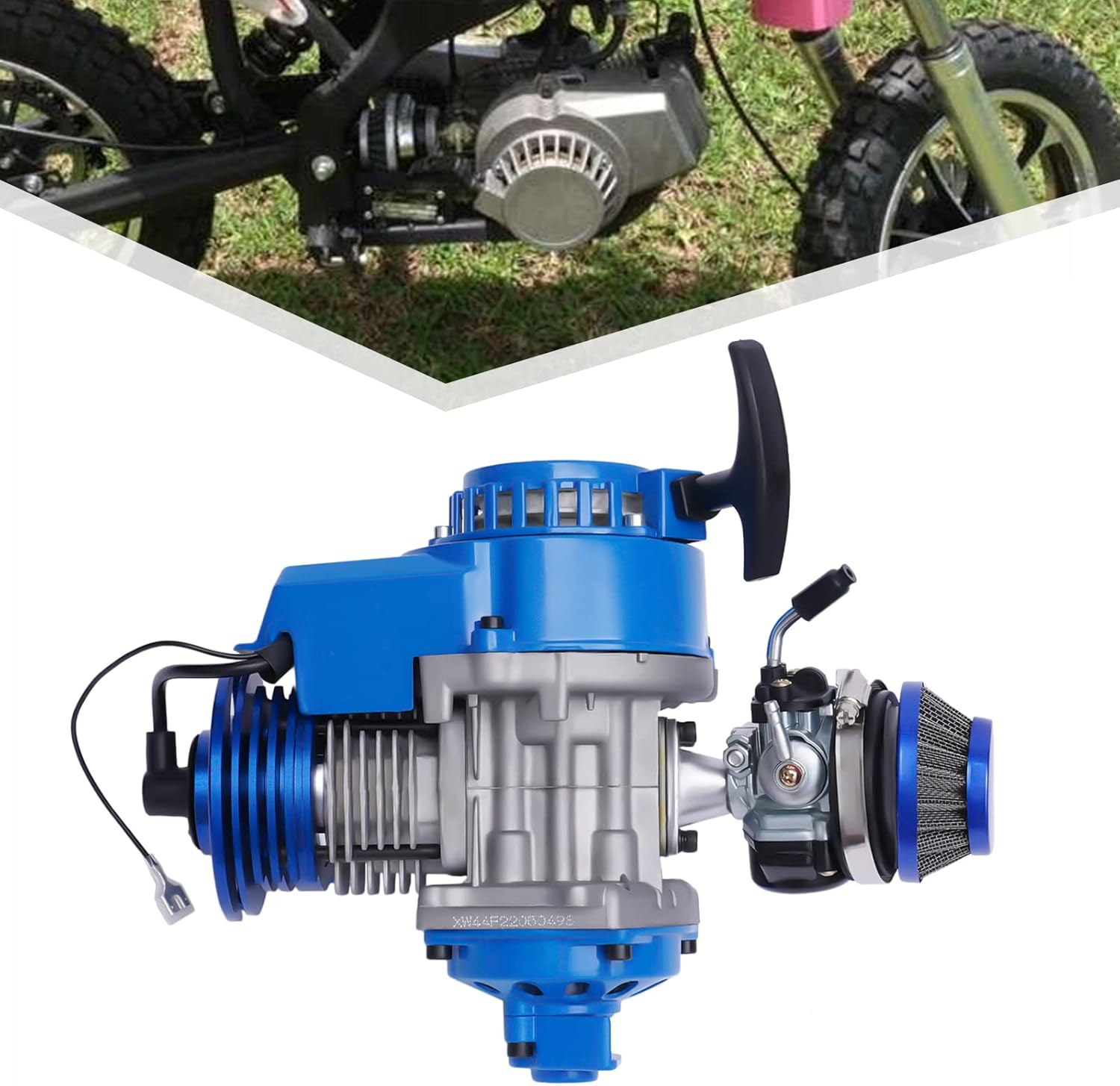49CC / 50cc Racing Engine Set, 2 Stroke 1.8kw 11000rmp High Performance Single Cylinder Motor, Complete Gas Powered Engine Kit with 6 Teeth 25h Sprocket for Pocket Bike Mini Dirt Bike Quad ATV
