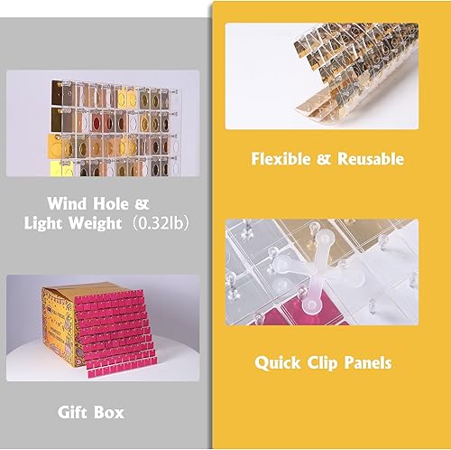 Miniatura 2 de Paneles de fondo de pared brillantes con lentejuelas cuadradas, decoración de pared para cumpleaños, aniversario, boda, compromiso (rosa intenso, 6