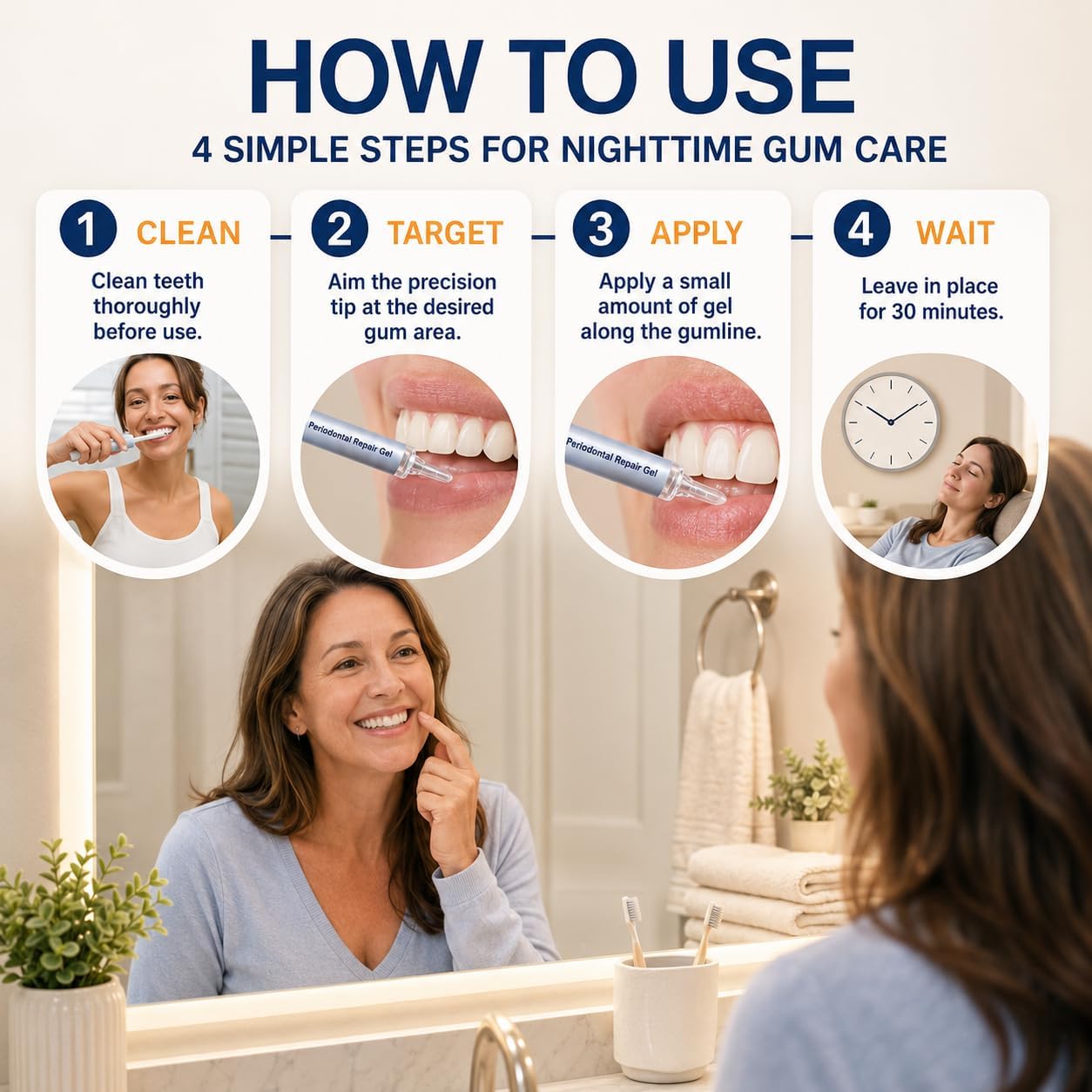 Gum Revive Periodontal Repair Gel, Professional Teeth Gel, Gum Repair Dental Gels, Gentle Daily Mouth Care, Alcohol & Peroxide Free, Fresh Mint Flavor, Color Correcting, Natural Plant Extract