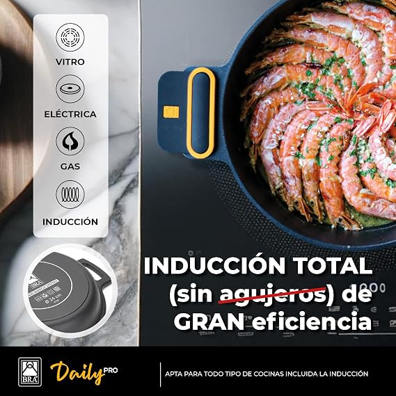 BRA Daily Pro - 9 Piece Cookware Made from Durable Cast Aluminium with Triple Layer PFOA Free Non-Stick Coating