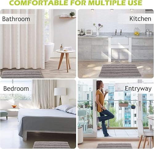 Miniatura 6 de KGORGE Tapetes de baño para baño, felpilla absorbente de agua, lavables, para ducha, bañera, sala de estar, decoración del hogar, entrada, gris