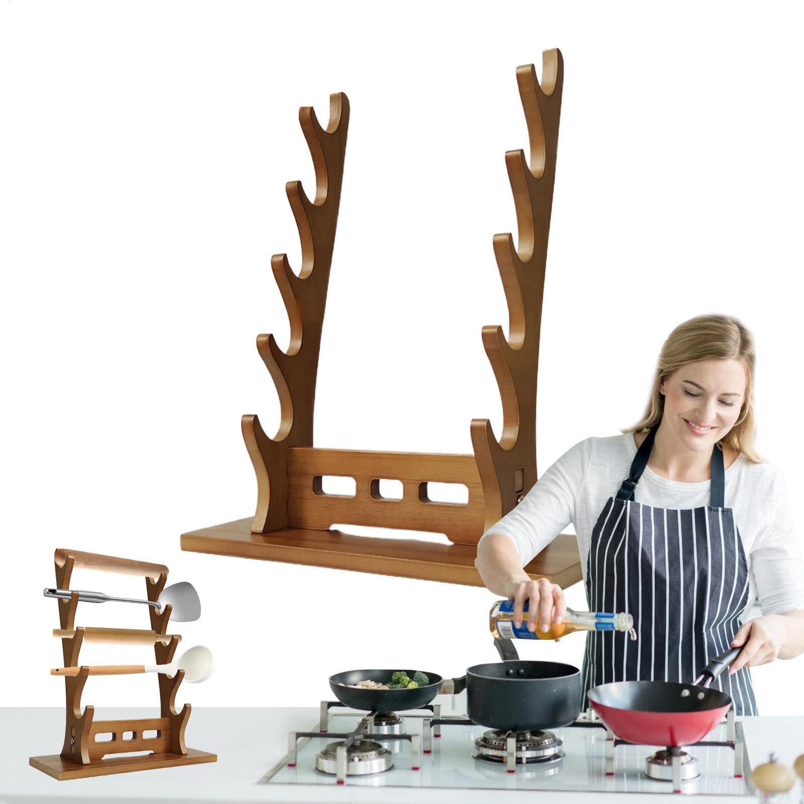 Desktop Flute Stand - Wood Flute Stand | 5-Tier Scabbard Rack | 14.57 inches Elegant Tabletop Holder, Flute Organizer for Living Room, Shop, Exhibition Hall