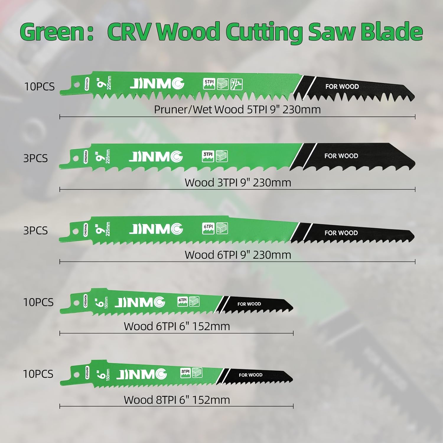44-Piece Reciprocating Saw Blade Set - 8 Metal & 36 Wood Cutting Saw Blades, Pruner Saw Blades with Organizer Case - Fits Most Brands