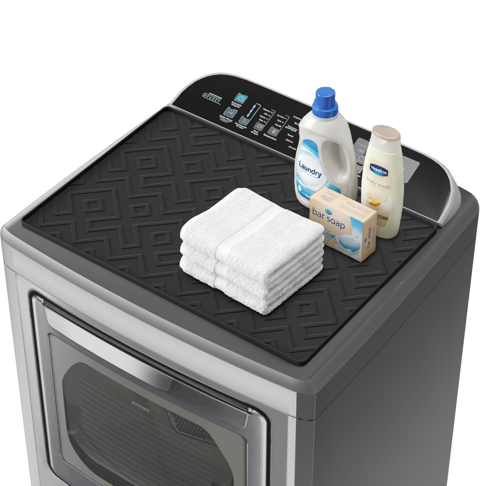 Washer and Dryer Top Protector Mat, 26" x 18" Silicone Washing Machine Top Cover, Non-Slip Waterproof Washer Dryer Mat for Home, Kitchen & Laundry Room