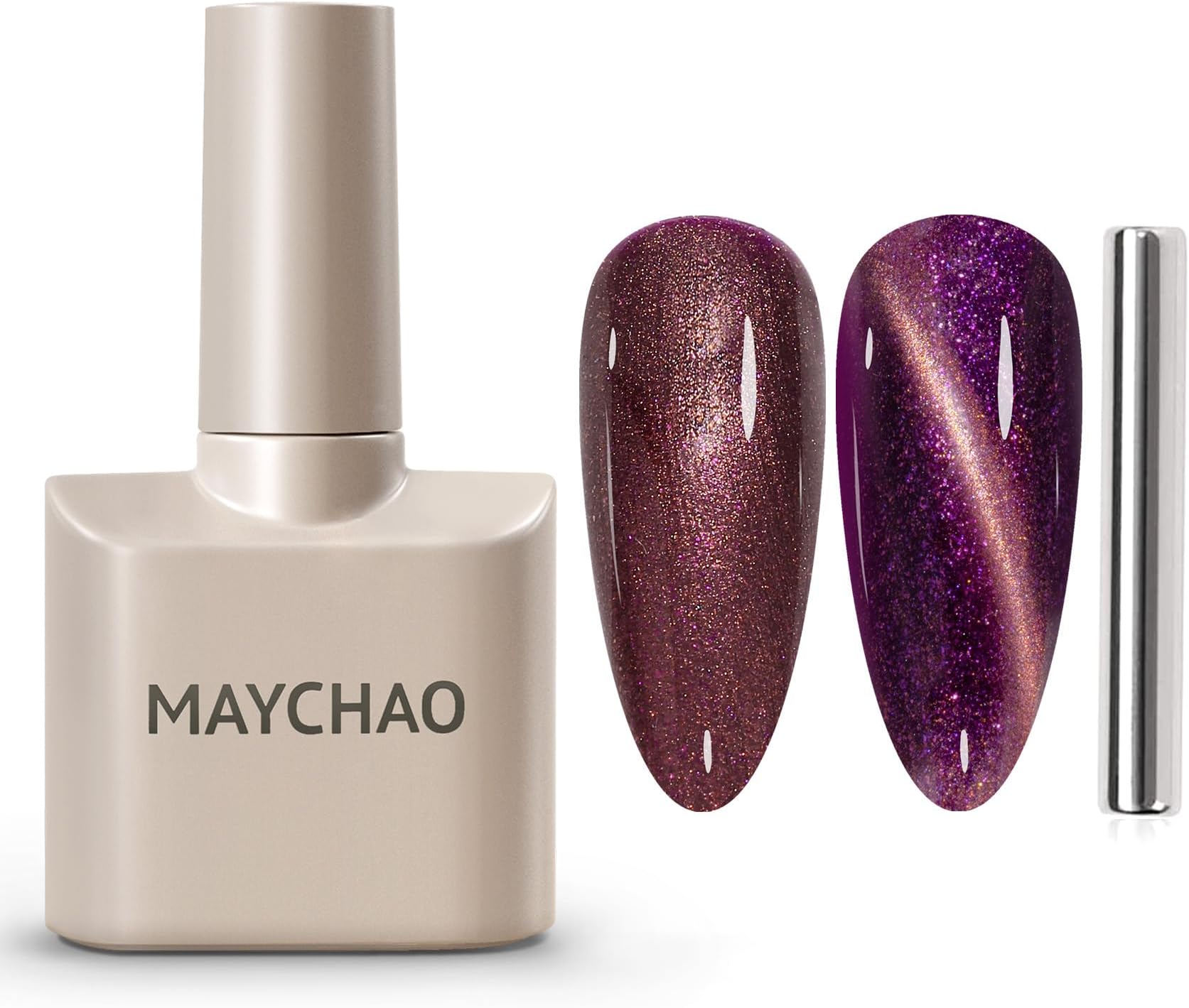 15ML Cat Eye Gel Nail Polish 1Pc Purple Shimmer Magnetic Nail Polish with Magnet Soak off Holographic Cat Eye Gel Polish for Nail Art Manicure Salon DIY at Home