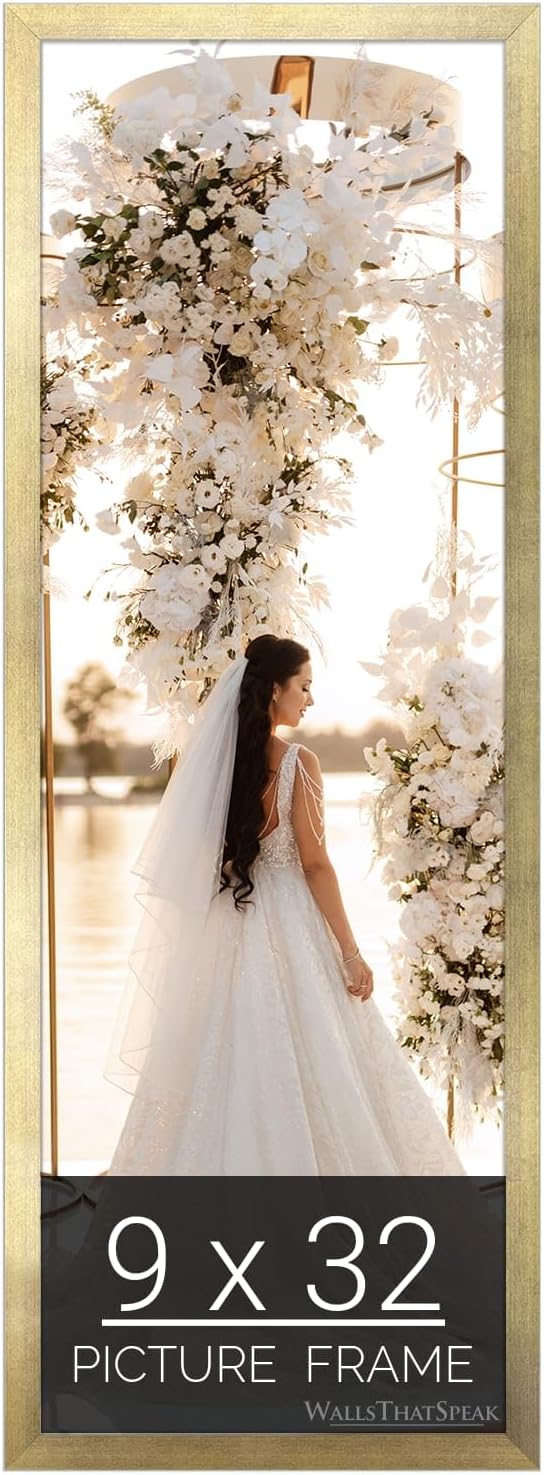 wallsthatspeak 9x32 Gold Picture Frame for Puzzles Posters Photos or Artwork