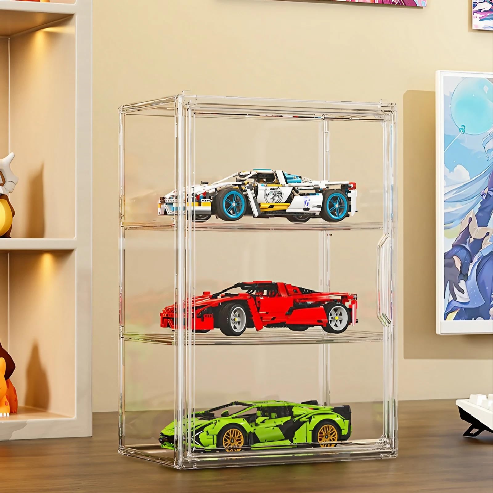 Vitrine Acrylique pour Collection, Boîte de Présentation Transparent à 2 Niveaux pour Figurines Pop, Funko Pop, Mini Figurines, Objets de Collection, DIY (50×37cm) - 3