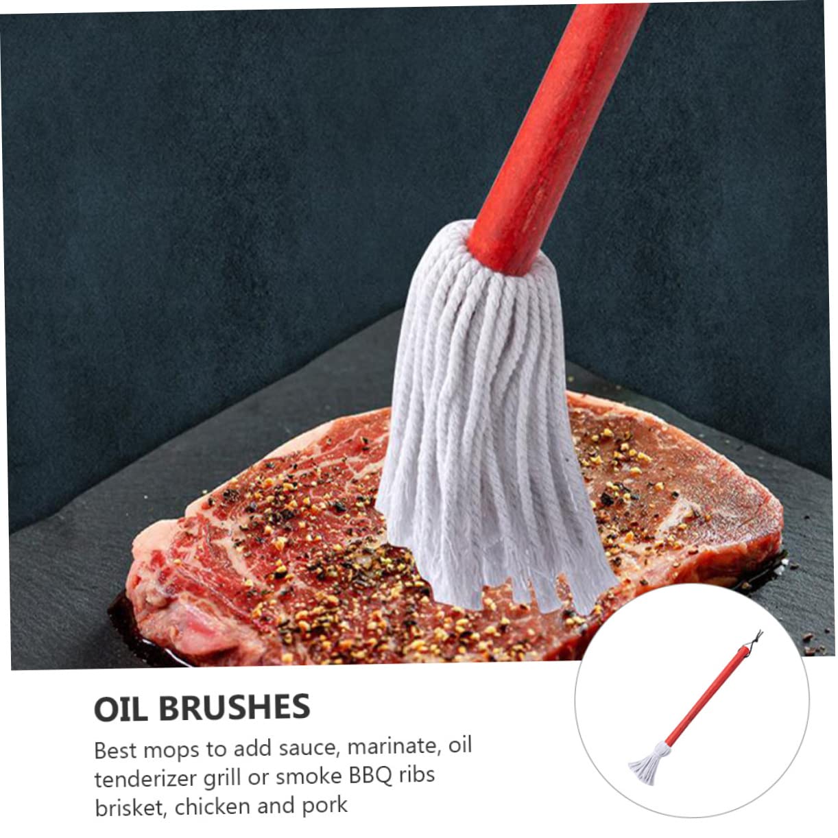 Balacoo Ssorted 1 Set 2pcs Oil Barbecue Basting Mops Kitchen Bbq Sauce Mop Brush