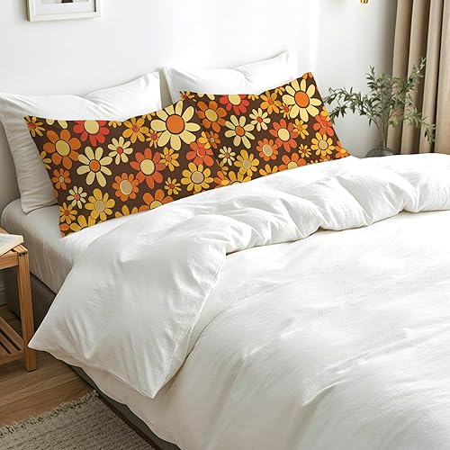 Miniatura 3 de Juego de 2 fundas de almohada retro de los años 70 de tamaño Queen, fundas de almohada de microfibra suave y transpirable con cierre de sobre,