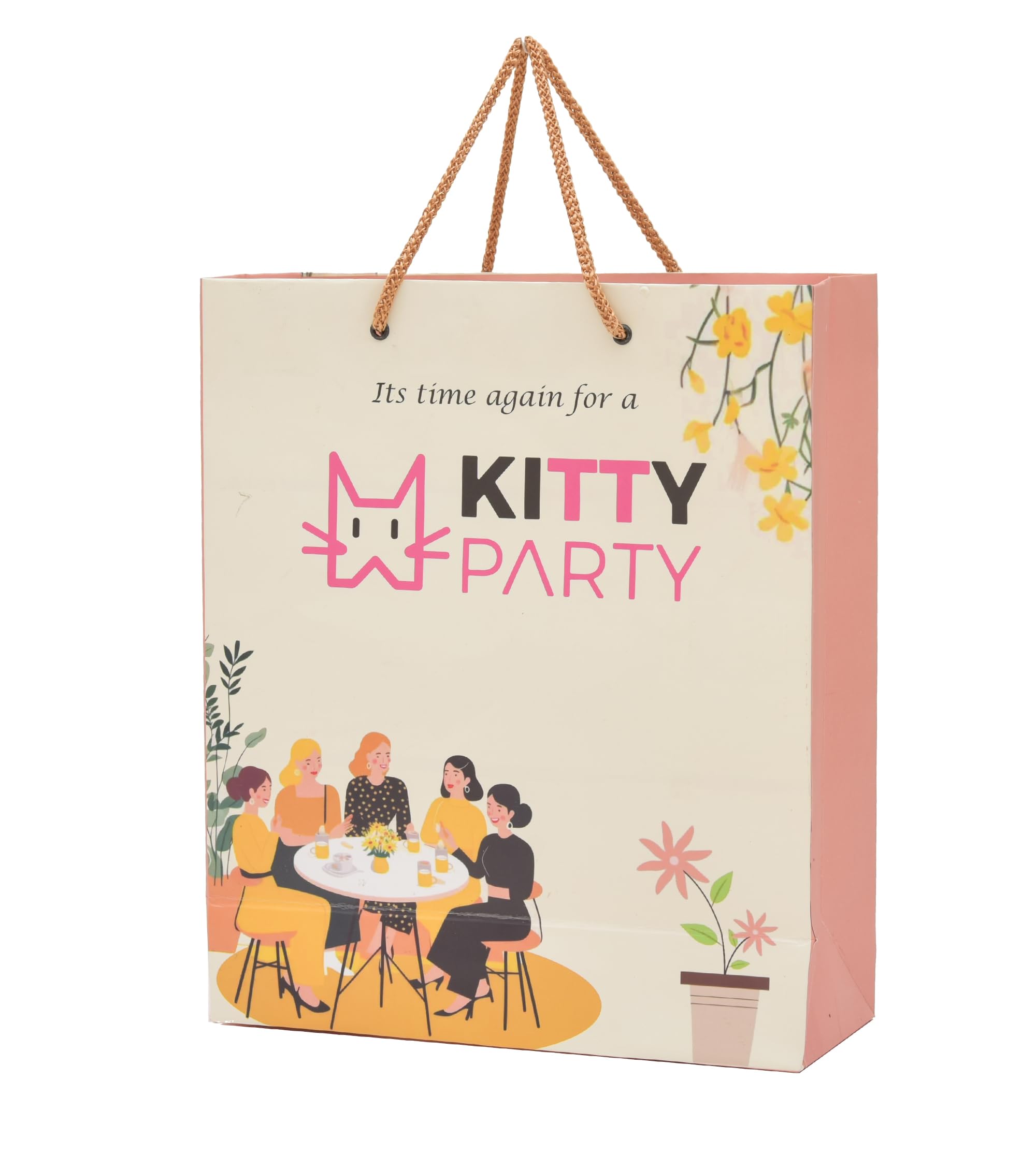PPJ ® - Kitty Party (10 Pcs.) Paper Carry Bag, 10 Inch X 12 Inch X 4 Inch, Gift Bags, Multi Color Party, Pink-image-13