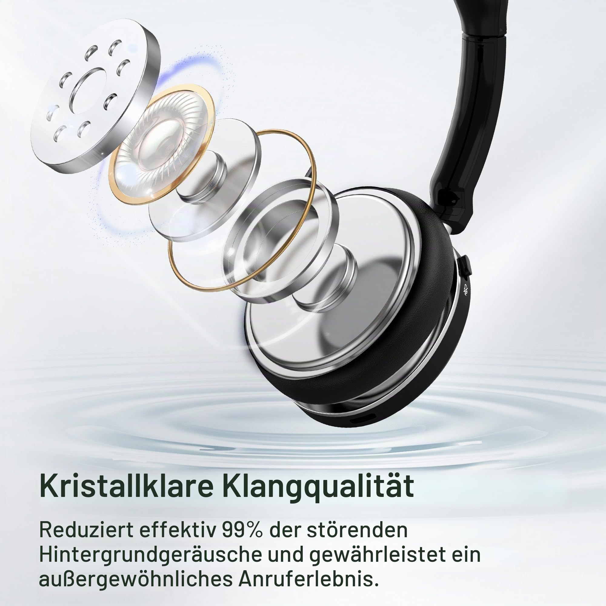 Wantek Kabelloses Headset, Bluetooth Kopfhörer mit Mikrofon Rauschunterdrückung & USB-Dongle, Kabelloses Kopfhörer mit Mikrofon für PC/Büro/Zoom/Skype/Laptop
