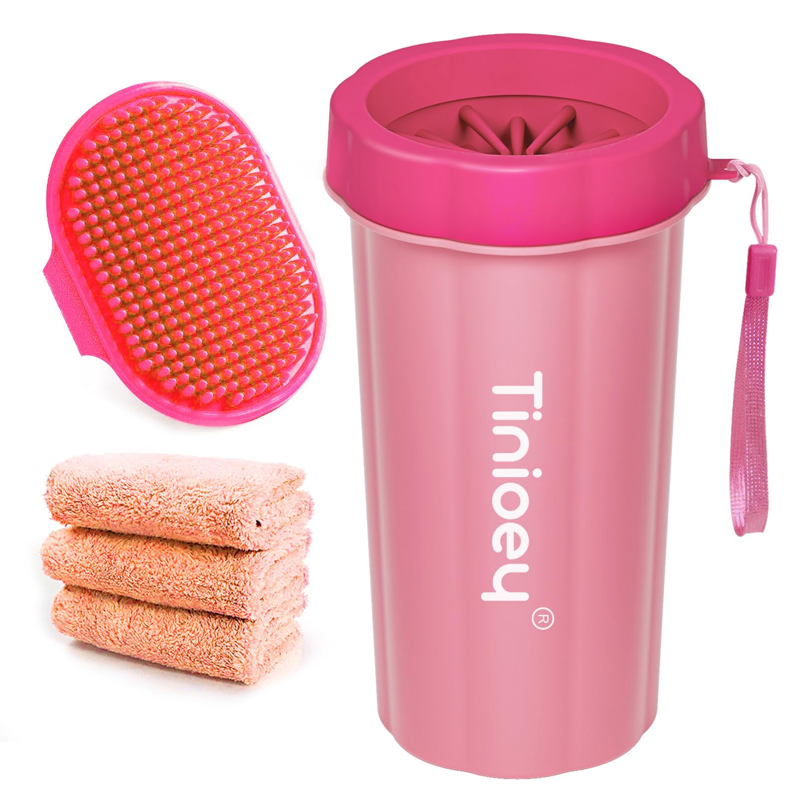 Tinioey Dog Paw Cleaner for Dogs Large | Paw Washers for Dogs | Dog Paw Washer Pet Foot Cleaner | Paw Care & Dog Washing Equipment | Dog Accessories to Clean Dogs Paws (with 3 Towels ＆ Brush)