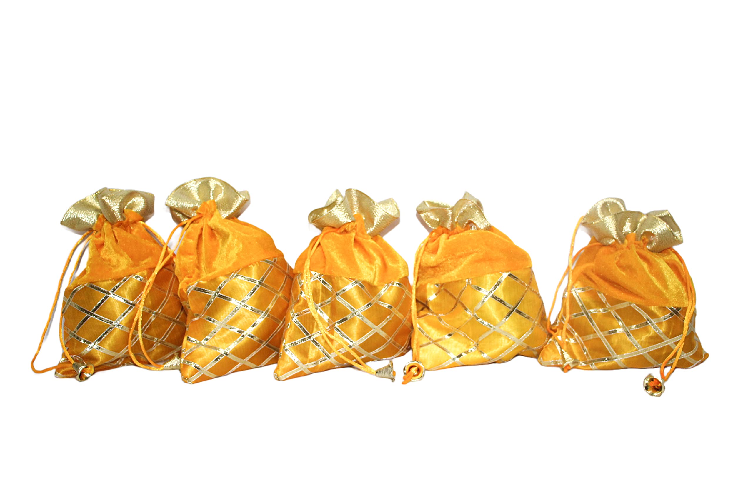 shopobuddy Velvet Potli Batwa Bag Bridal Purse Women handbag Shagun Pouch Return Gifts (YELLOW COLOR)-picture-12