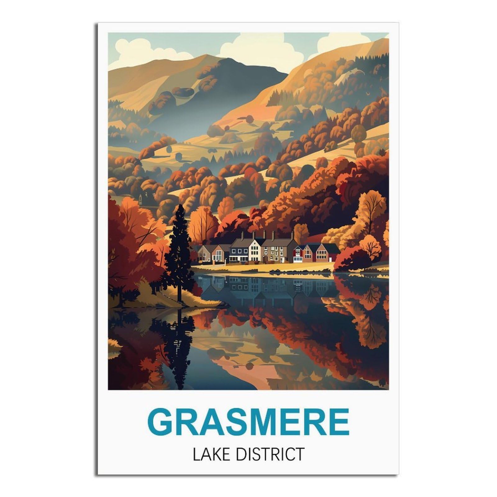 EZMLFA 5D Diamond Art Kits Adults,Grasmere Lake District Tree,Gem Art,Crystal Kits Round Drill for Home Wall Decor Gifts,Women,Men 40x40cm