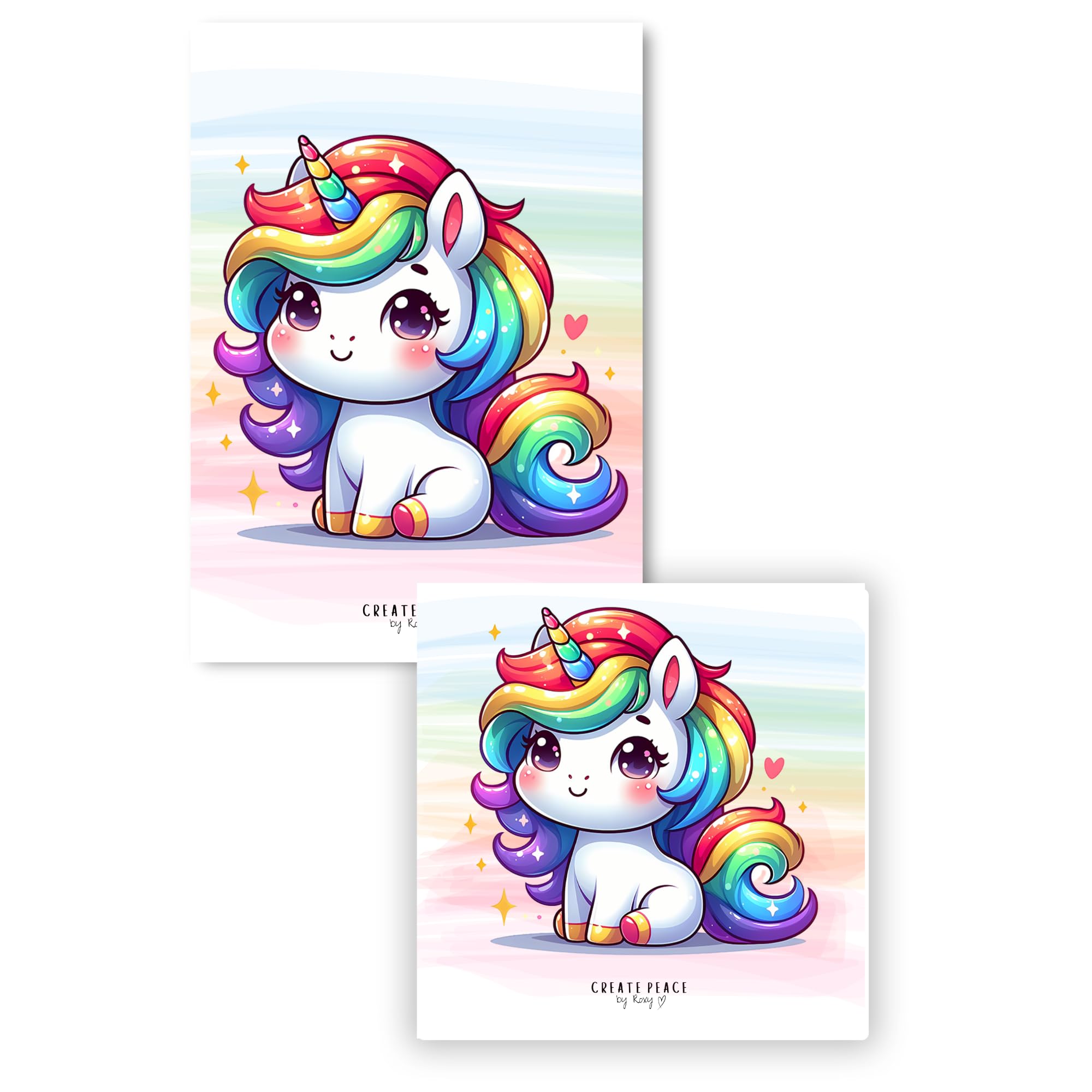 Set of 2 Laminated Colouring Book Page Protectors. Stops Bleed Through. Free Alcohol Cleaning Wipes Included! (Unicorn 4) — image 1
