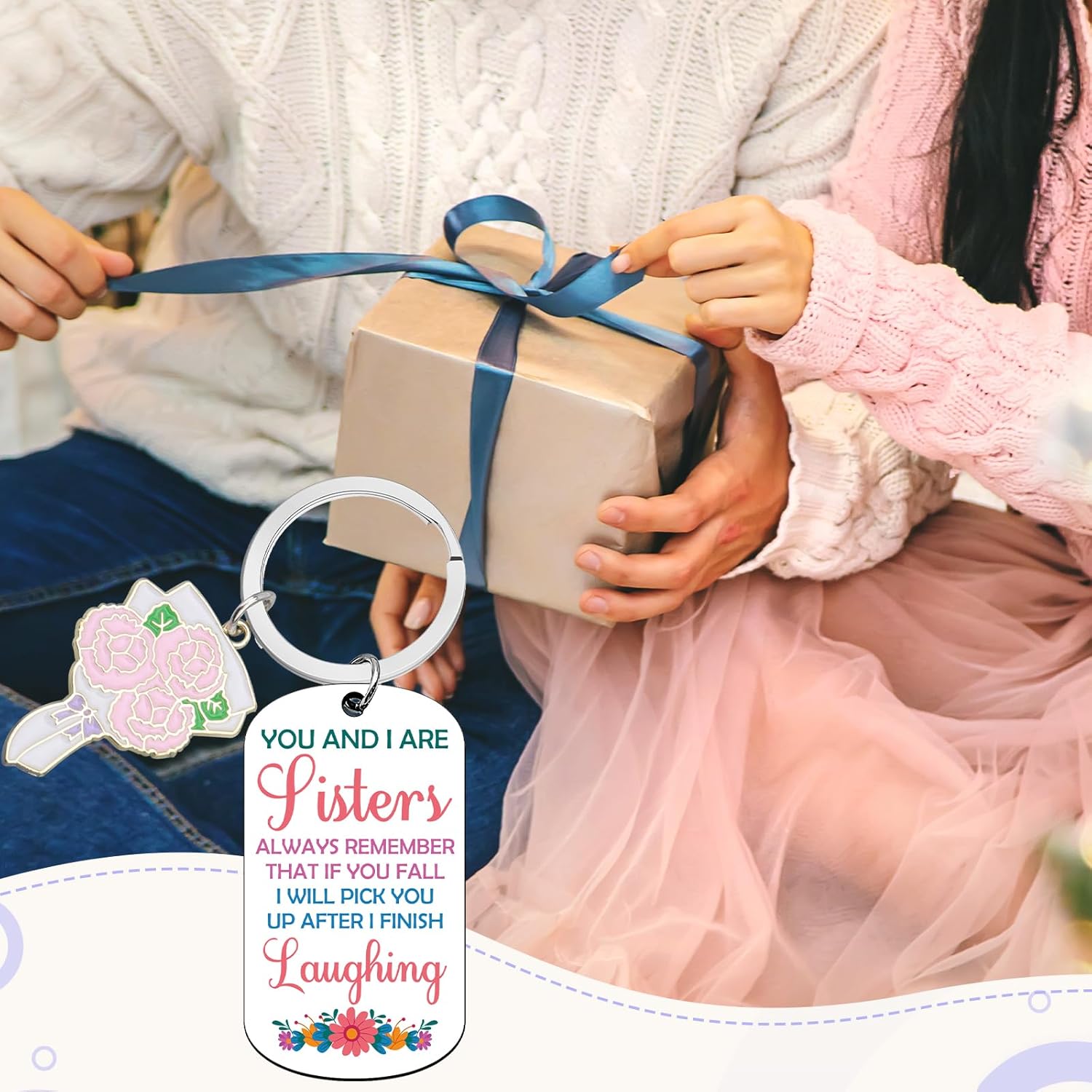 Funny Keychain for Sister Birthday Gift for Adult Sisters Friendship Keychain for Women Big Sister Gift Best Friend Key Chain Friends Gifts for Women Bestie Gag Gifts for Friends Graduation Present - Image 6