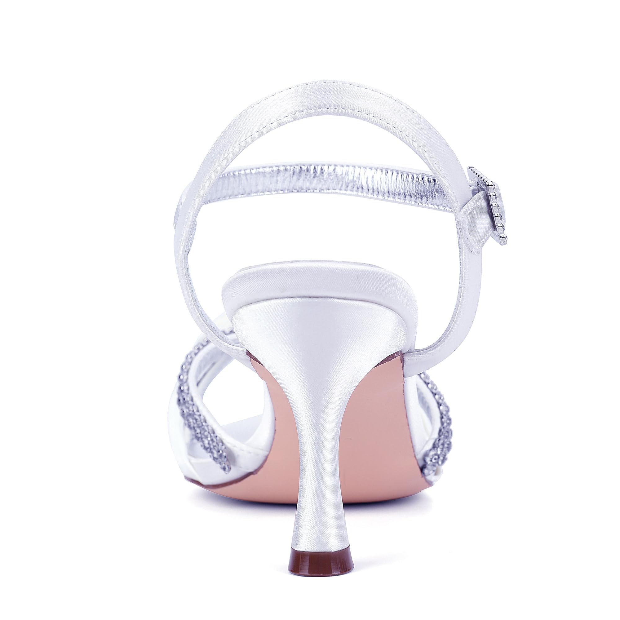 Sandalias de Boda de satén para Mujer con pedrería Brillante Peep Toe Strappy Party Bridal Shoes
