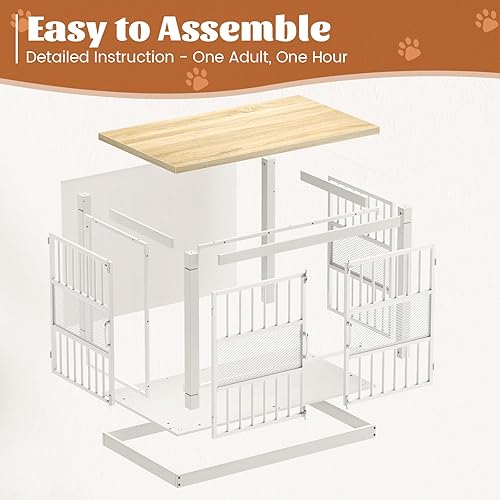 Miniatura 40 de VOPEAK Mueble de jaula para perros de 40 pulgadas, resistente a los masticados, jaula resistente para perros, jaula para perros con puertas dobles