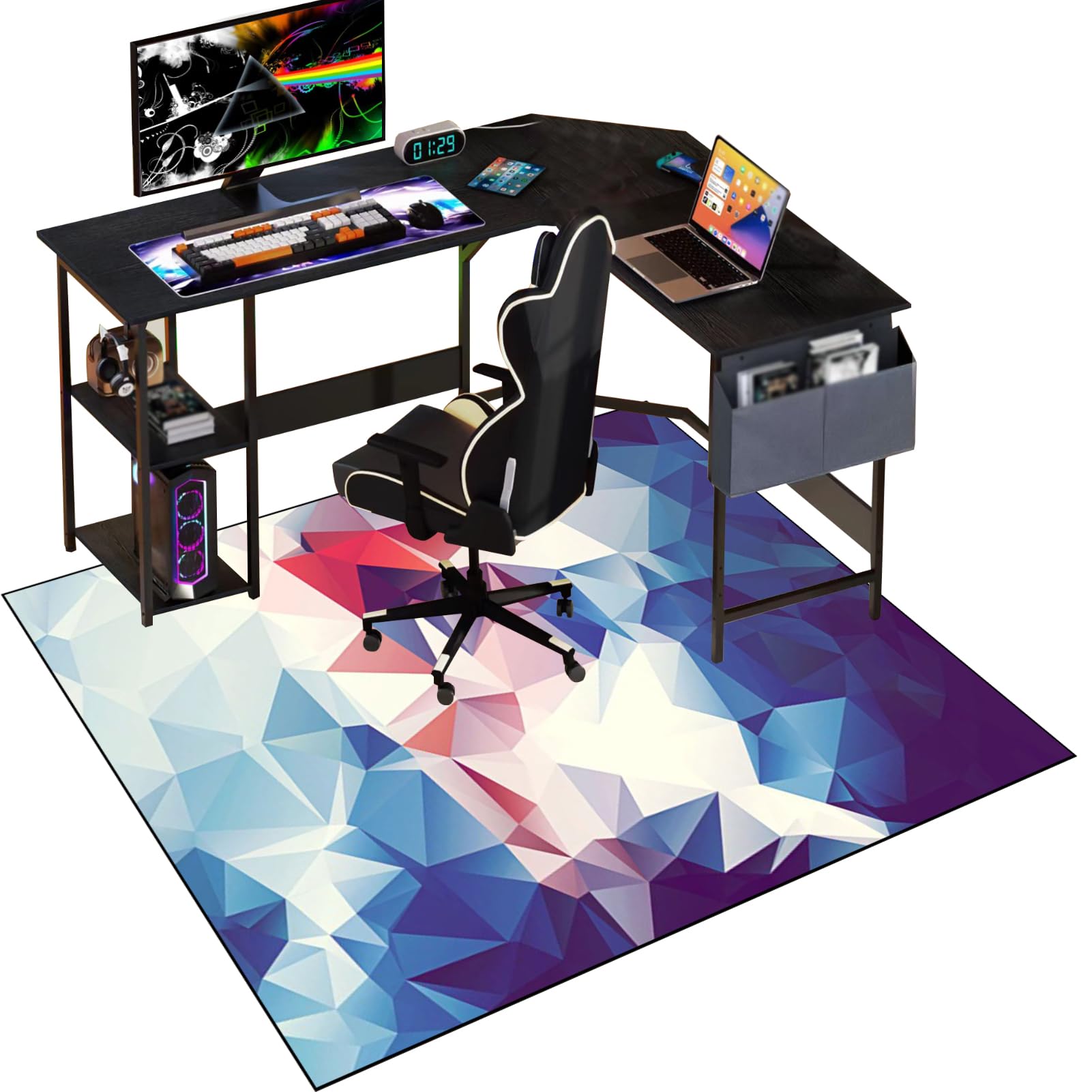Office Gaming Chair Mat for Hardwood Floor, 150 x 180 cm Desk Chair Mats, Hard Floor Protector Mat for Office Chair, Non-slip Gaming Chair Mat for Wooden Floors, Computer Chair Rug for Home, Office