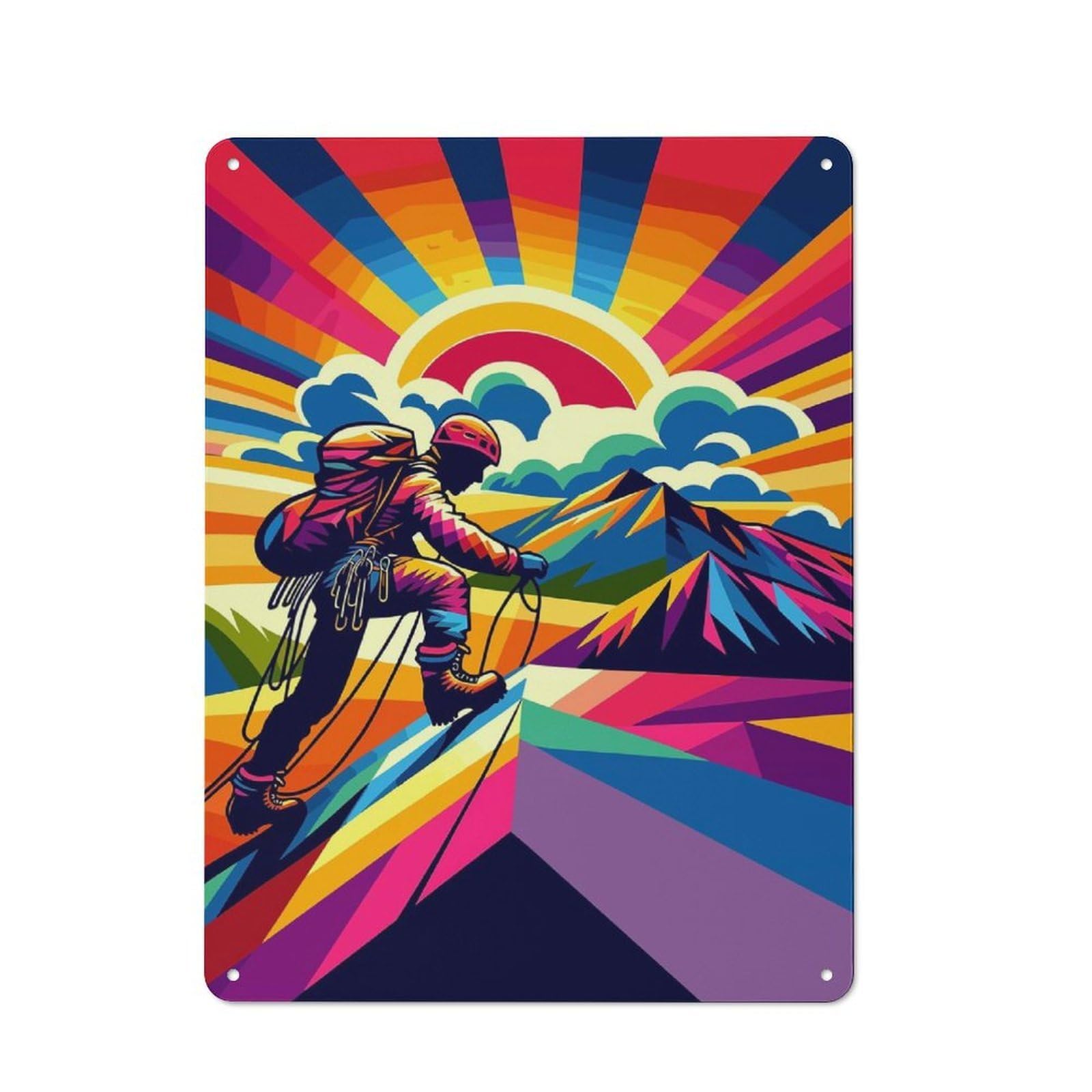 Junmoney Rock Climbing Sunset Wpap Vintage Tin Sign 40X30cm With For Workshop Wall, For Makers And Diy Enthusiasts, For Retro Home Interiors
