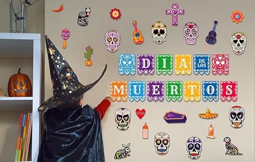 Miniatura 3 de WhatSign Decoraciones del Día de los Muertos, recortes de Halloween, decoración de calavera de azúcar, decoración de papel de Halloween, recortes de