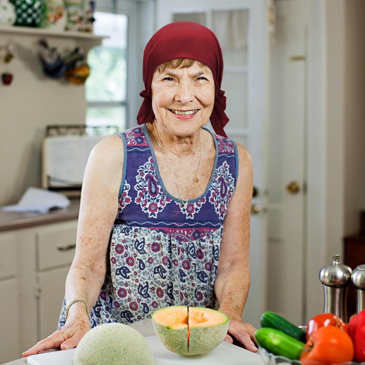 Geyoga 6 Pcs Chemo Headwear for Women Pre-Tied Head Scarves Turban Beanie Caps Cancer Head Wrap Headscarf for Yoga Running