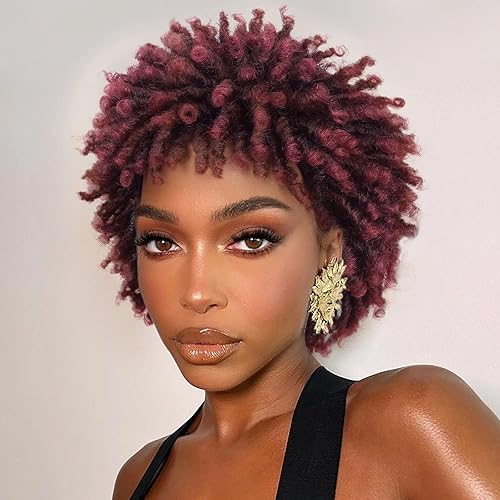 Miniatura 10 de WIGER Pelucas rizadas cortas de 6 pulgadas con parte lateral, pelucas rizadas afro negras naturales para mujeres negras, pelucas sintéticas para