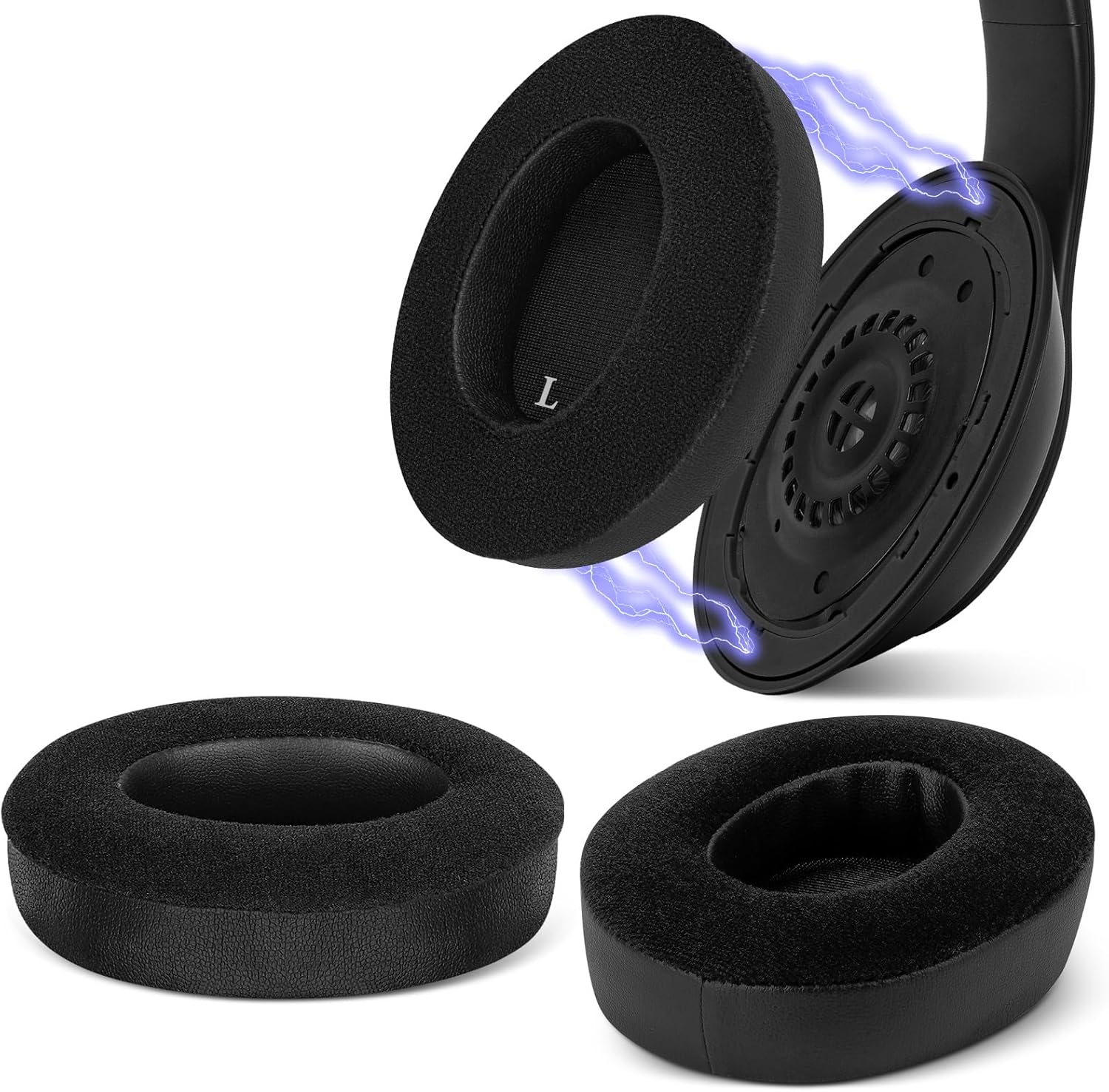 Geekria SNAP Ear Pads Replacement Kit for Beats Studio Pro Headphones, Magnetic Easy Switch Ear Cushions, Exchange Earpads in Seconds, Ear Cups Cover Repair Parts (Velour Black, 1 Pair)