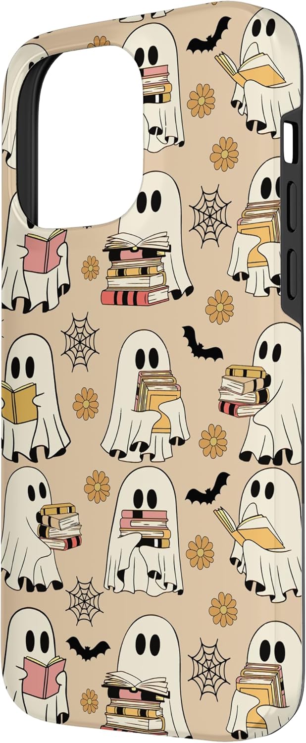 iPhone 14 Pro Max Retro Teacher Halloween Ghost Read Books Spooky Reader Case
