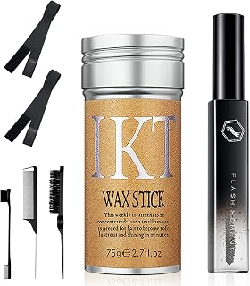 7 Pcs Hair Wax Stick for Flyaways Edge Control Slick Stick - Hair Styling Products Includes Wax Stick for Hair, Hair Finishing Stick, Hair Styling Comb, Elastic Bands for Wig Edges for Women