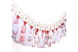 Festive First Birthday Banner: Capture Your Baby's Milestones with Our Adorable Strawberry Garland