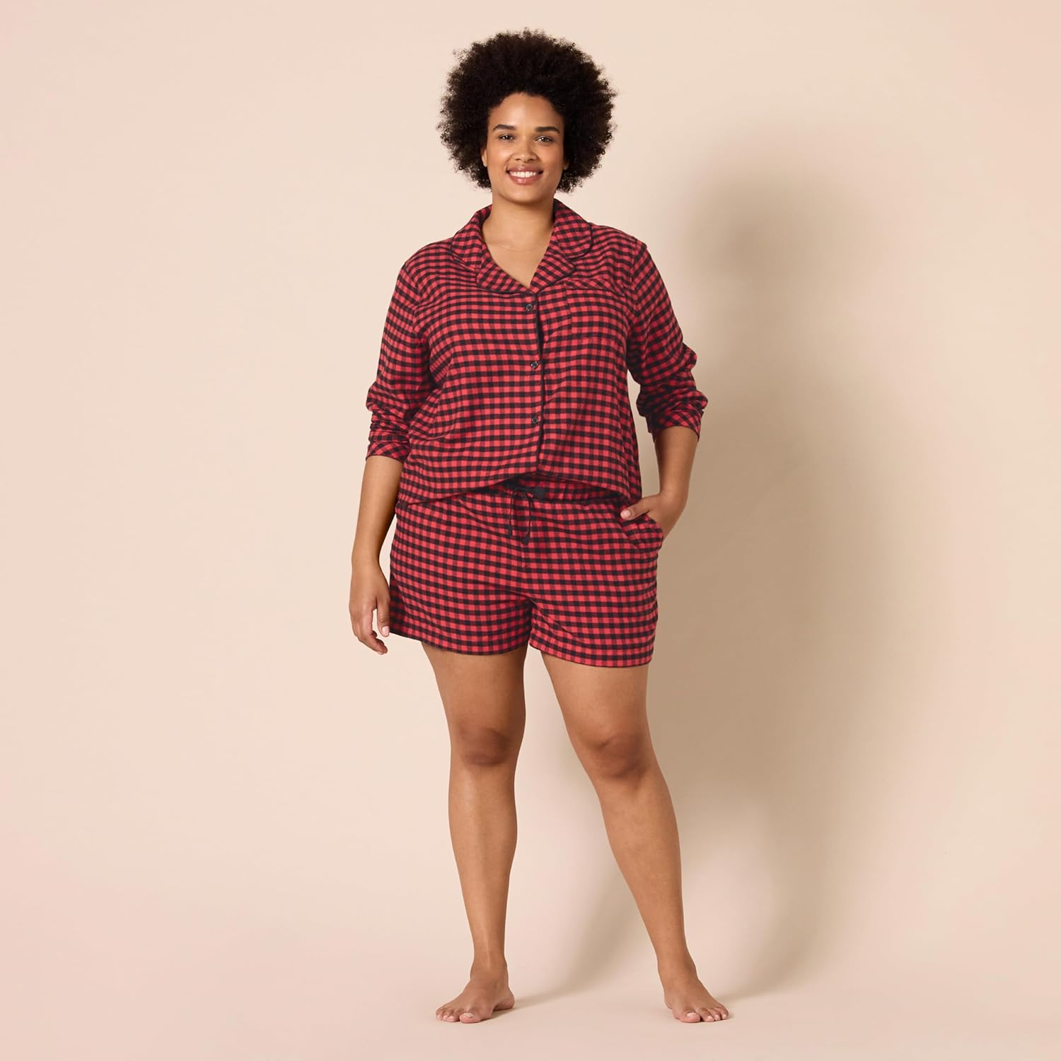 Amazon Essentials Women's Lightweight Woven Flannel Pajama Set with Shorts - Image 6