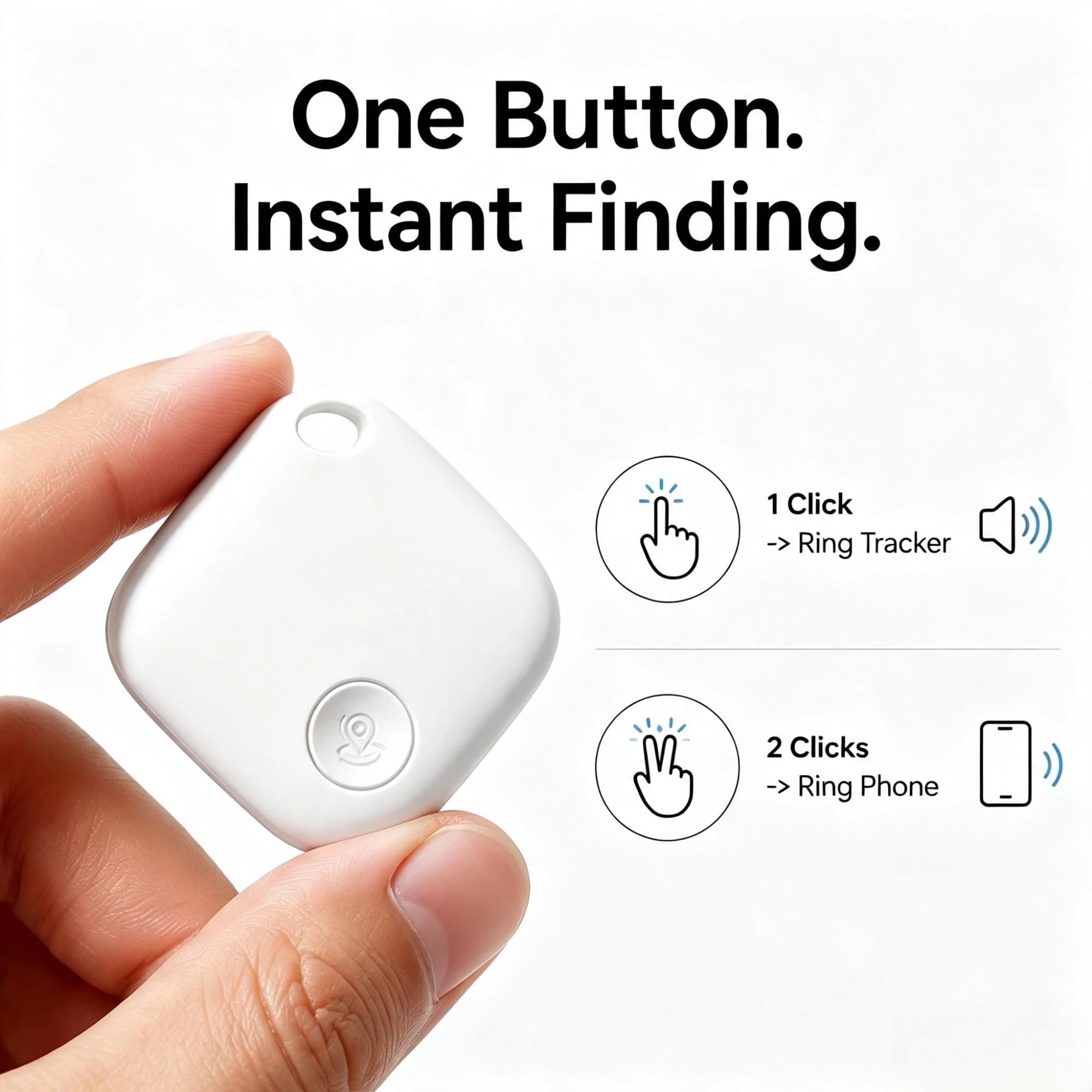 Localizzatore Bluetooth anti-smarrimento chiavi e portafoglio | Trova chiavi, telefono e bagagli con lo squillo bidirezionale e la mappa dell'ultima posizione(White)
