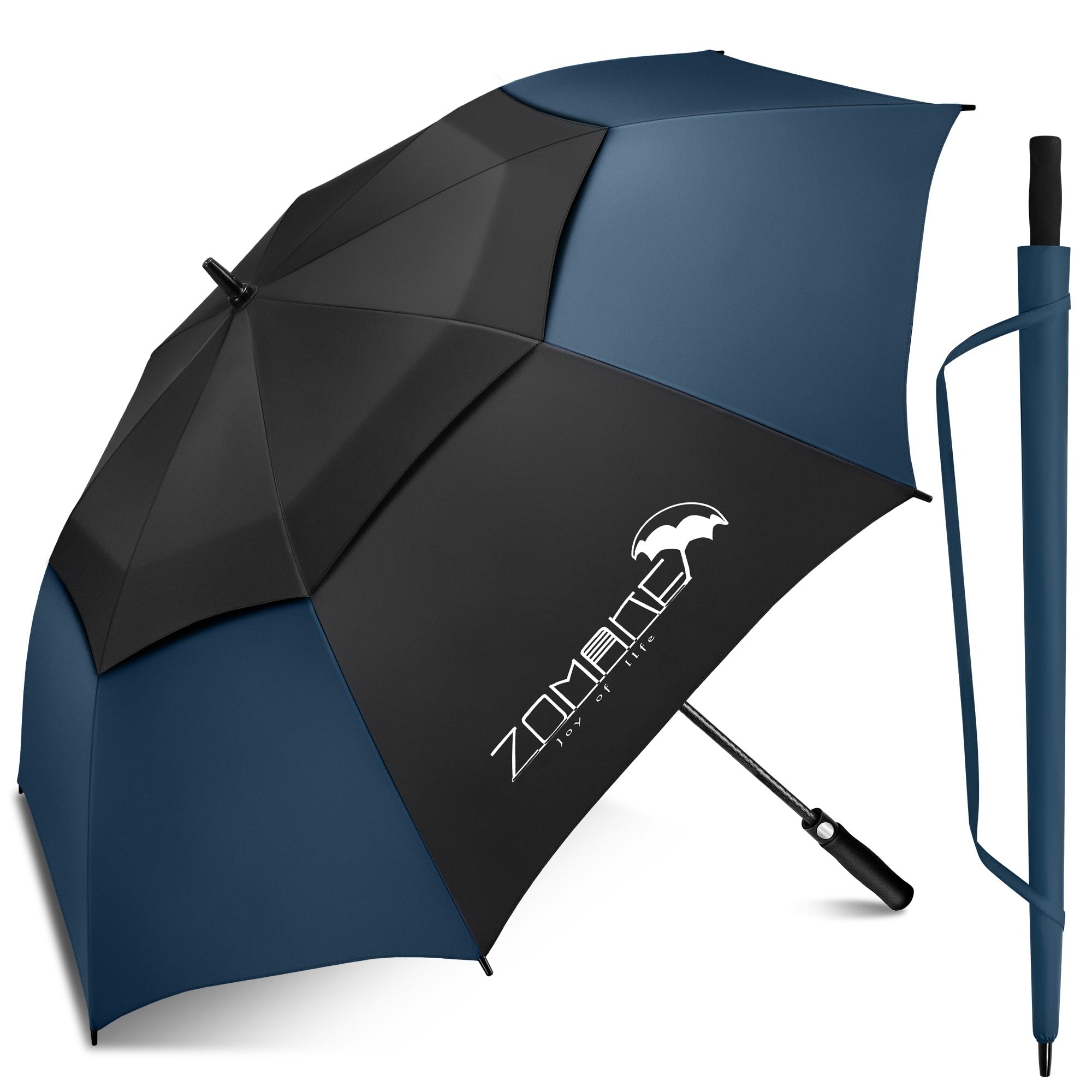 ZOMAKE Regenschirm Groß Sturmfest,XXL/XL Großer Golf Umbrella Sturmfest Automatik,Schirm Windfest Schwarz für 2 Personen,Golfschirm Stabil für Herren Damen Familie