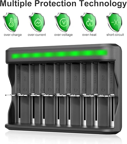 Miniatura 5 de BONAI Cargador de batería de 8 bahías AAA AA SC C D con pilas recargables AAA 16p