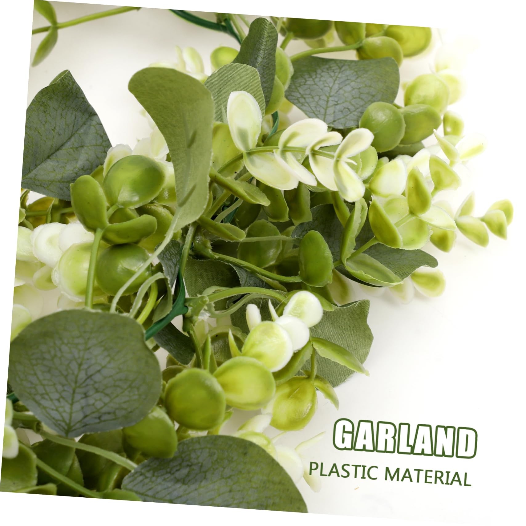 Ghirlanda di Foglie di Eucalipto Artificiale in Plastico Verde, Lunga 1,8 Metri, Resistente, Facile da Curare, per Decorazioni di Festa e Allestimenti Scenografici