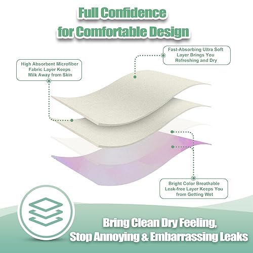 Miniatura 41 de wegreeco Almohadillas para lactancia materna (paquete de 14) + bolsa de lavandería y bolsa de almacenamiento de viaje, opción de 4.7 pulgadas, Pasta